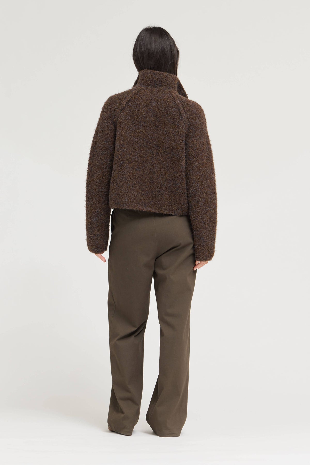 Funnel Neck Zip-Up Sweater Jacket