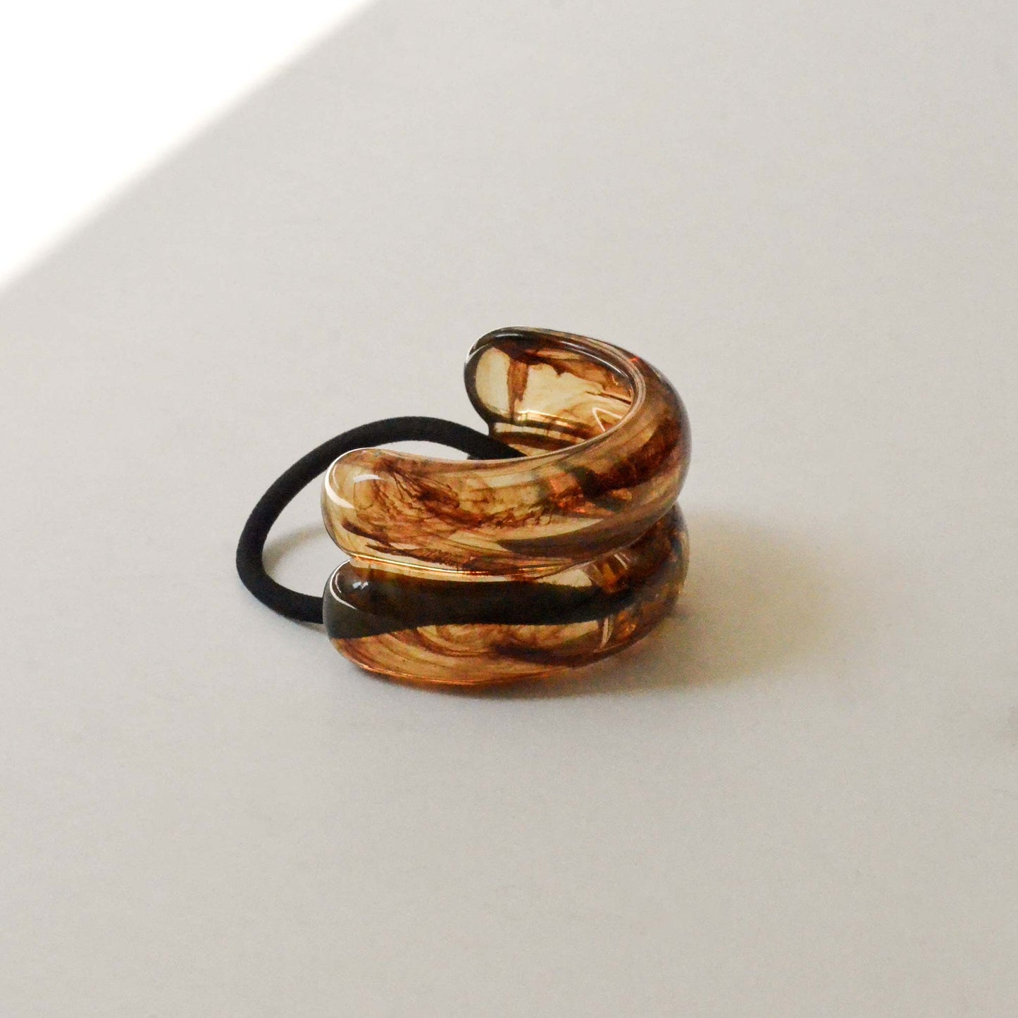 Brown Wide Double Arch Resin Ponytail Hair Tie