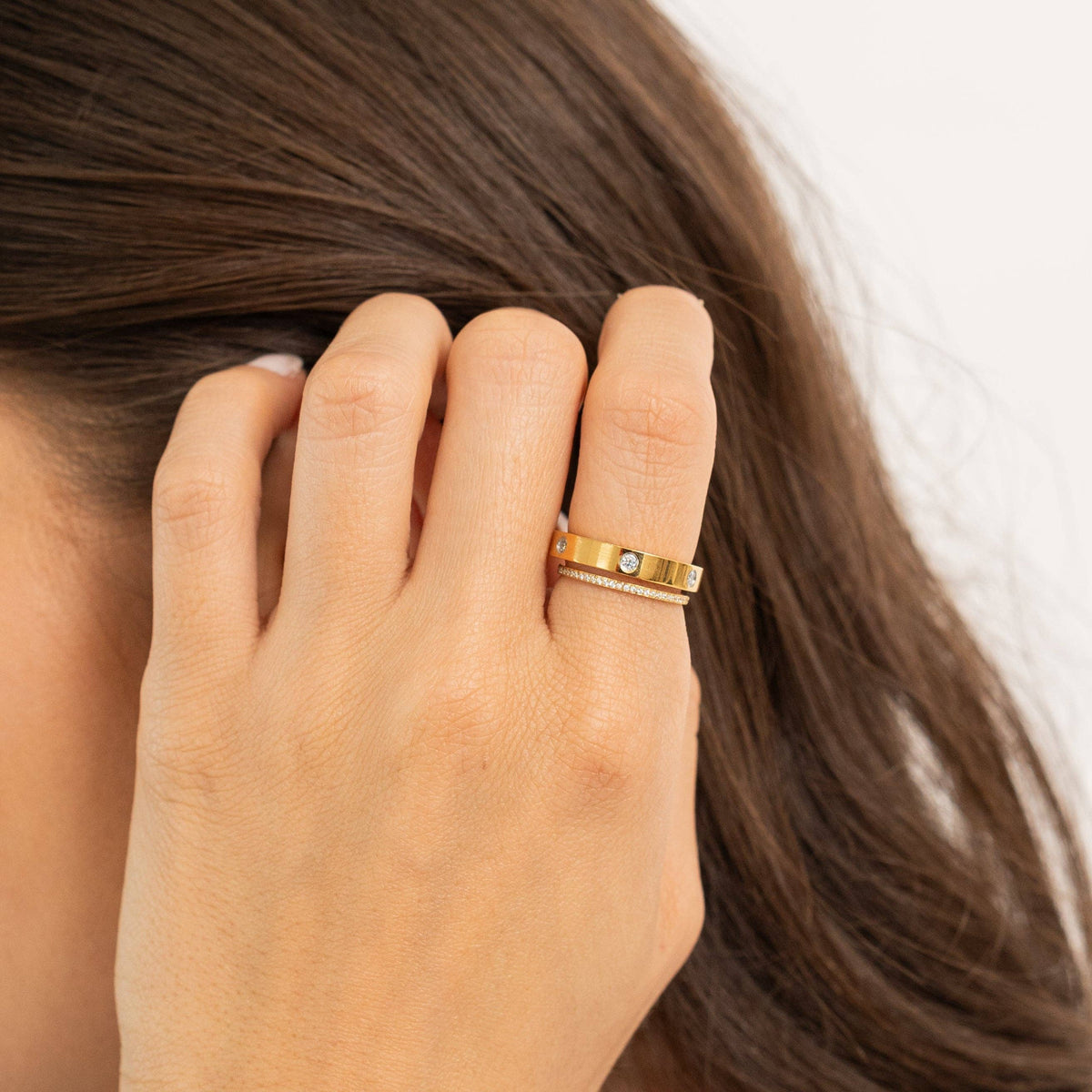 Tennis Ring Band: 18K Gold or Silver