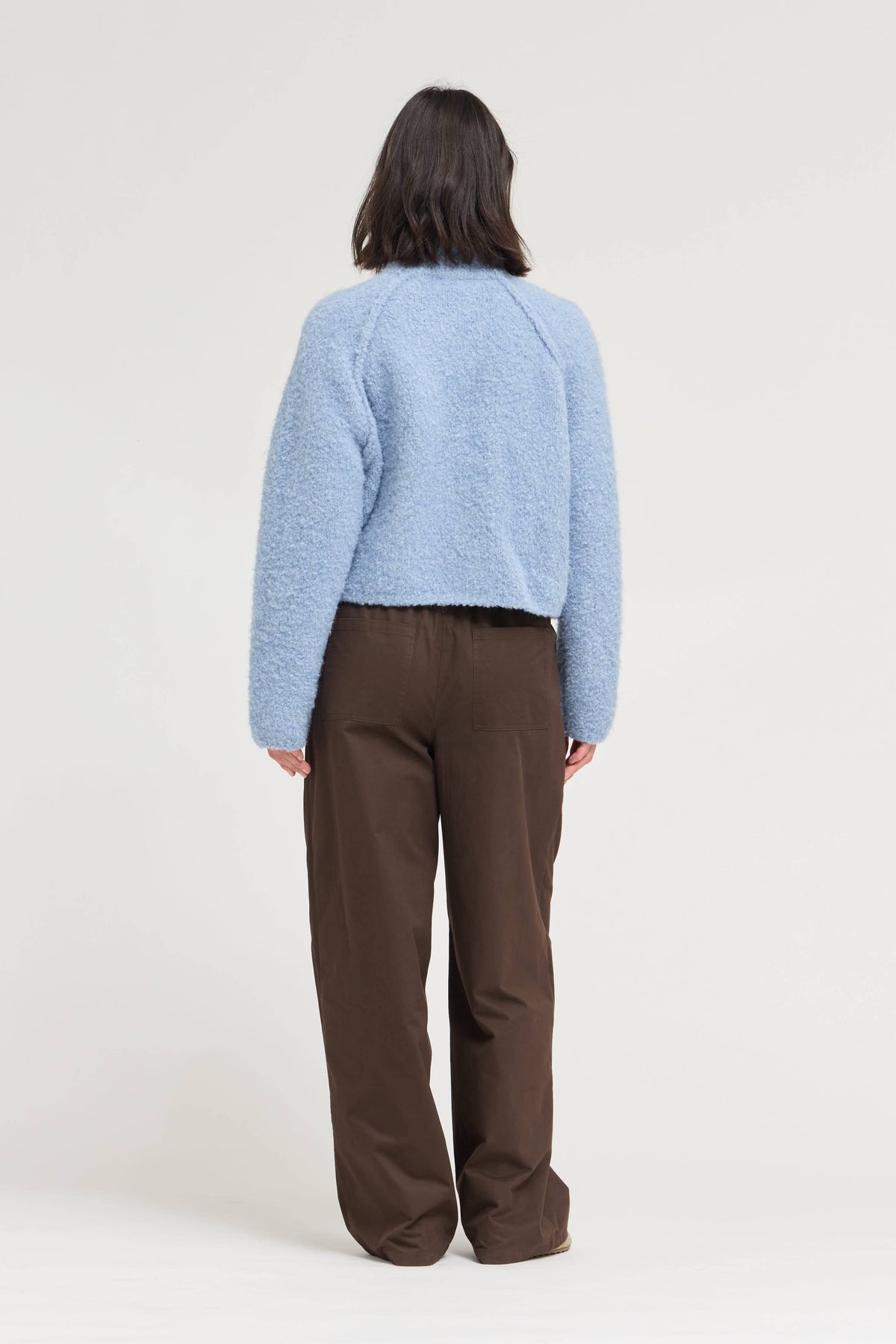 Funnel Neck Zip-Up Sweater Jacket