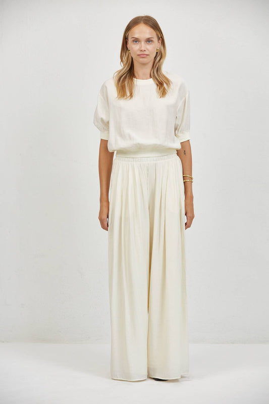 Ivory Round Neck Short Sleeve Top