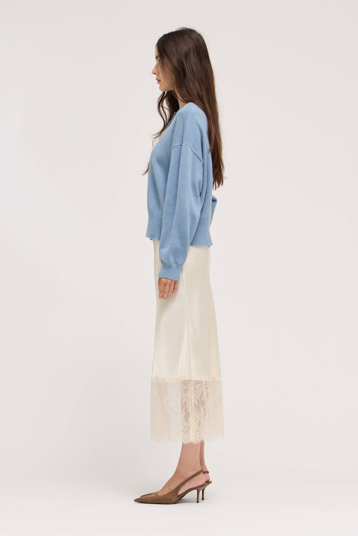 Powder Blue Half Button Sweater
