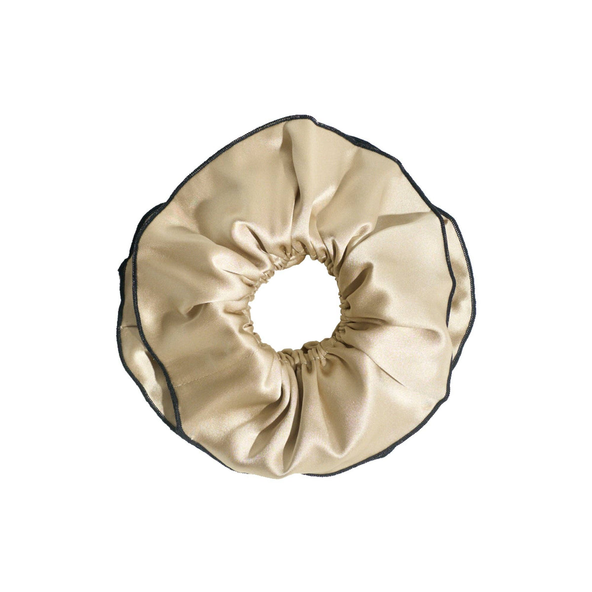 Tan Oversized Double-Layer Silk Scrunchie