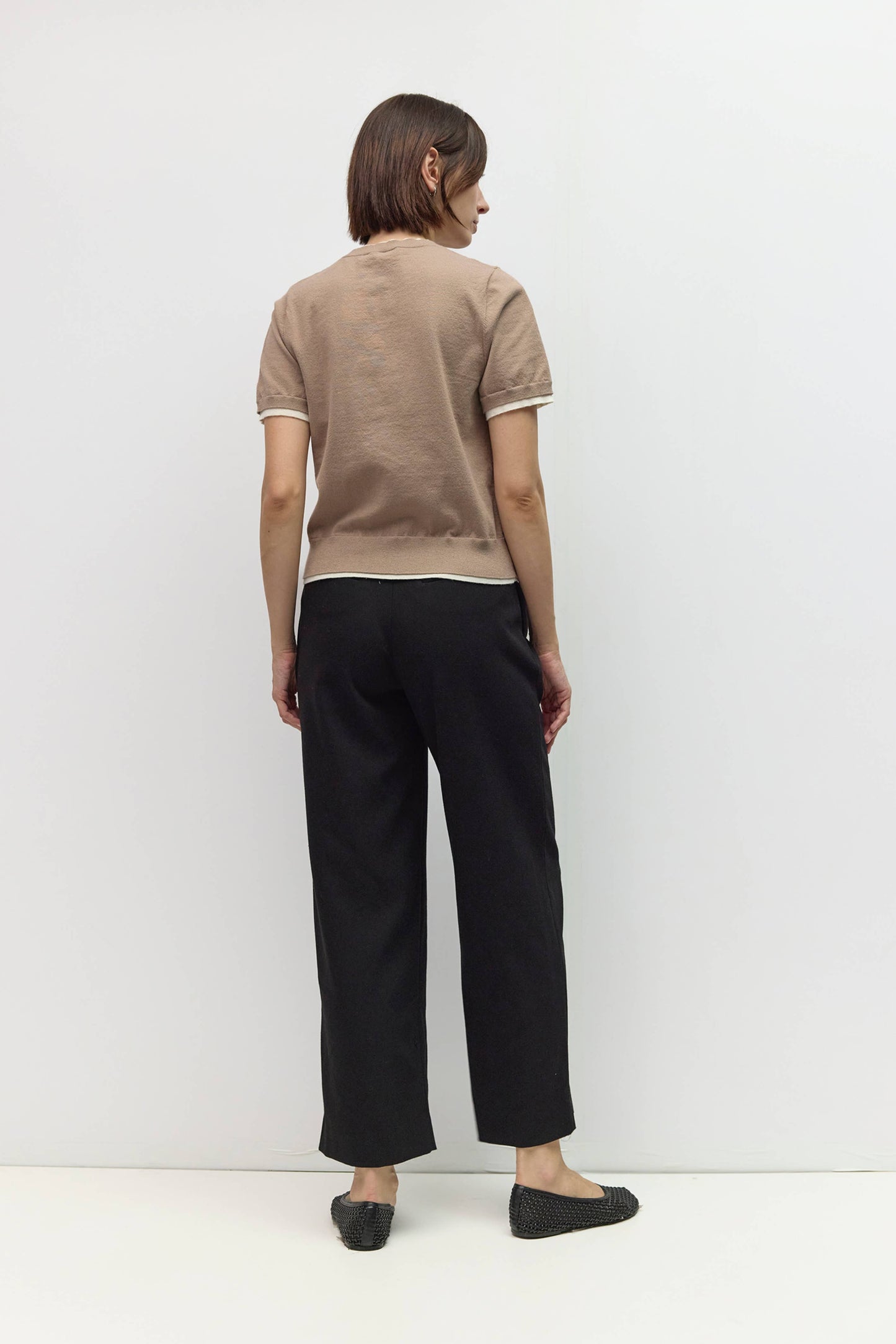 Knit Short Sleeve Contrast Top