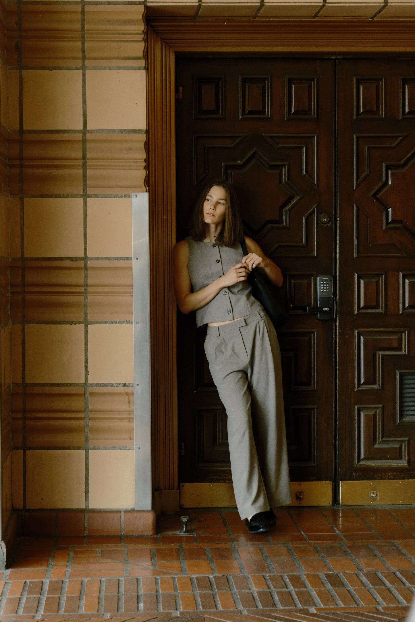 Charcoal Pleated Straight Leg Trouser