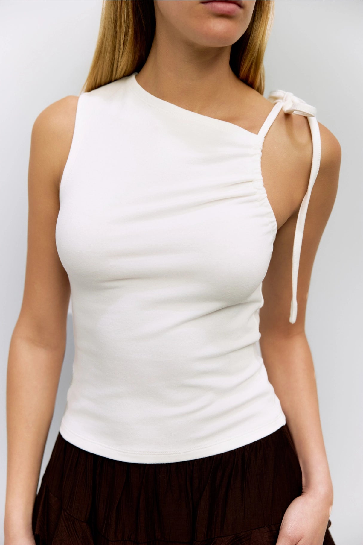 Asymmetrical Tie Knit Tank