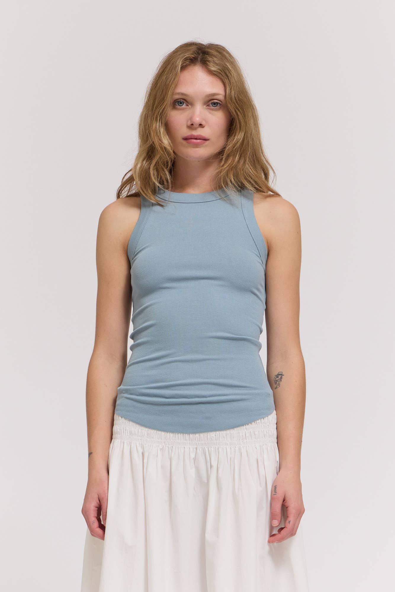 Jersey Knit Curved Hem Tank Top