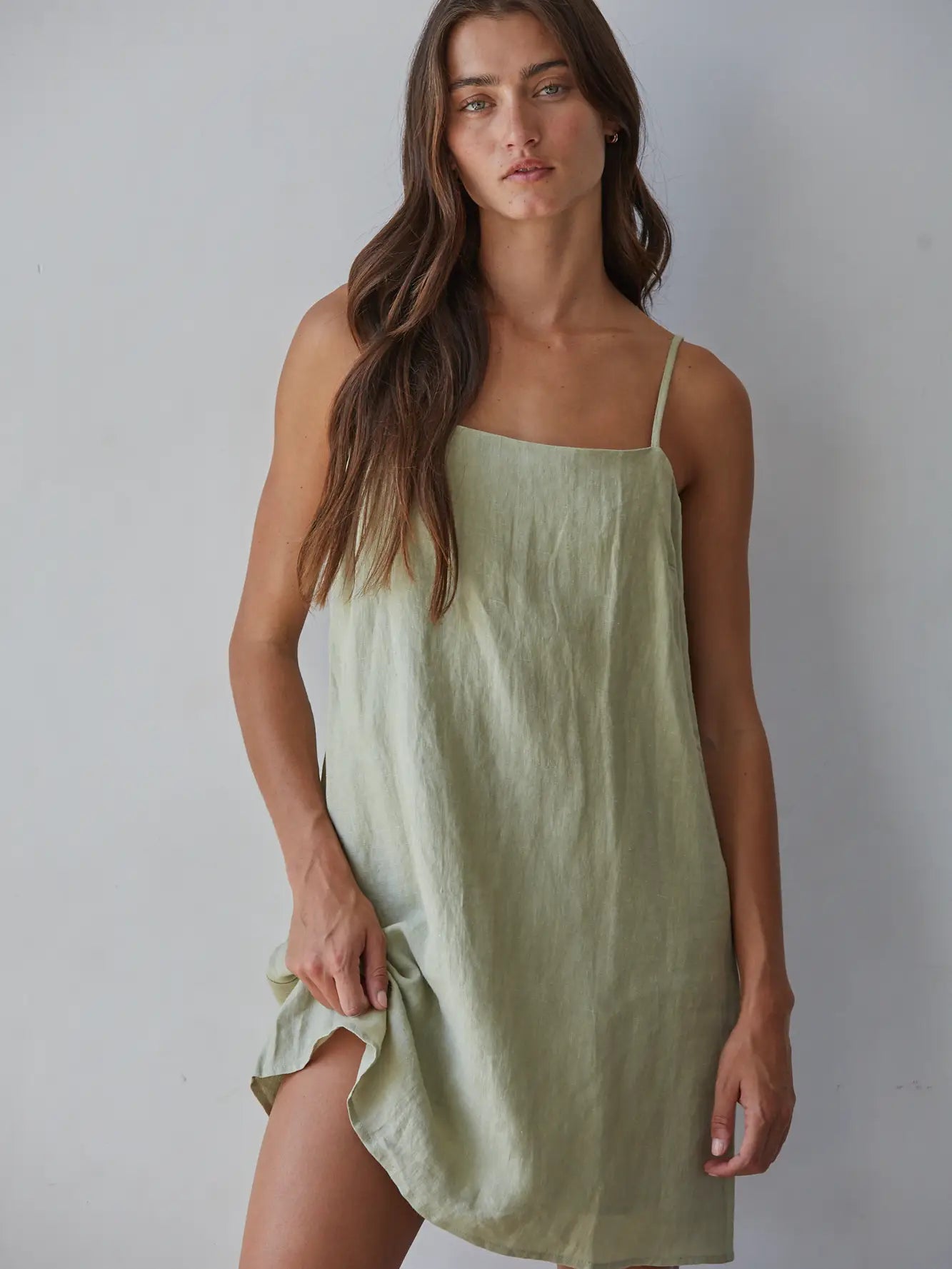 Sage Linen Mini Dress