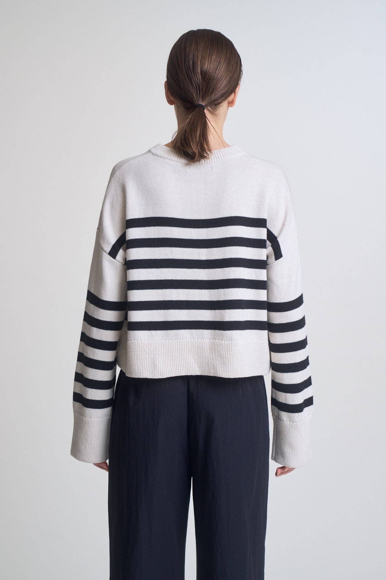 White Black Stripe Cardigan