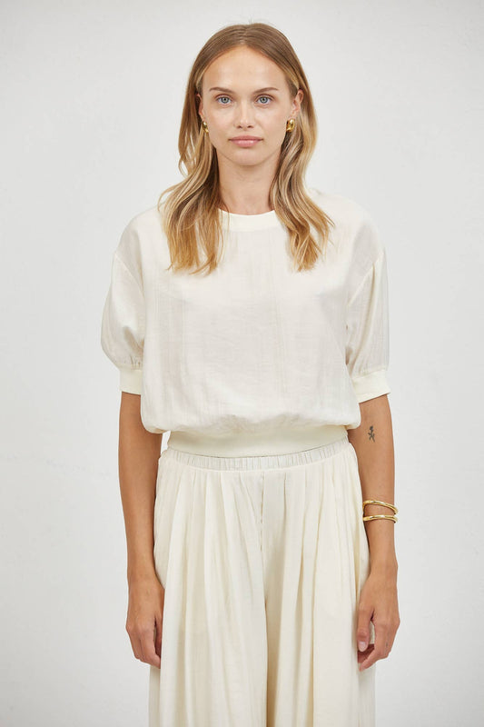 Ivory Round Neck Short Sleeve Top
