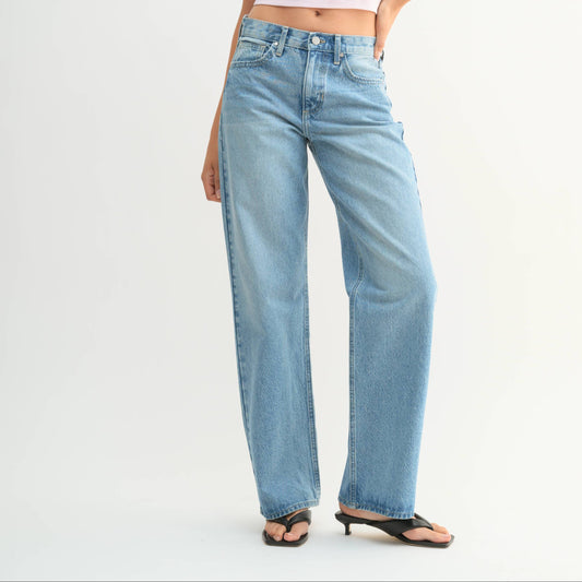 Mid Rise Light Wash Relaxed Straight Jean - 100% Cotton