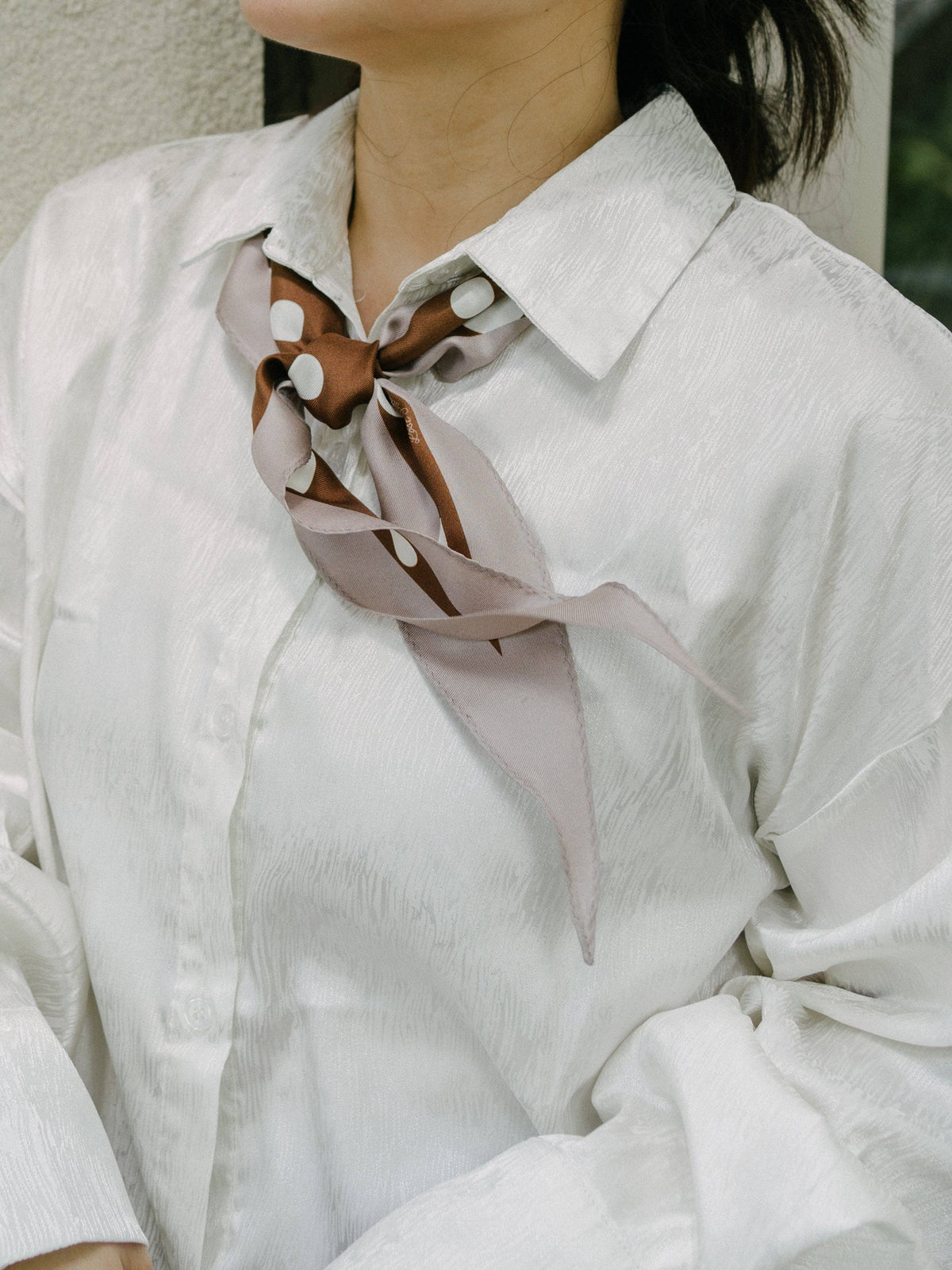 Brown Polka Dot Silk Neckerchief