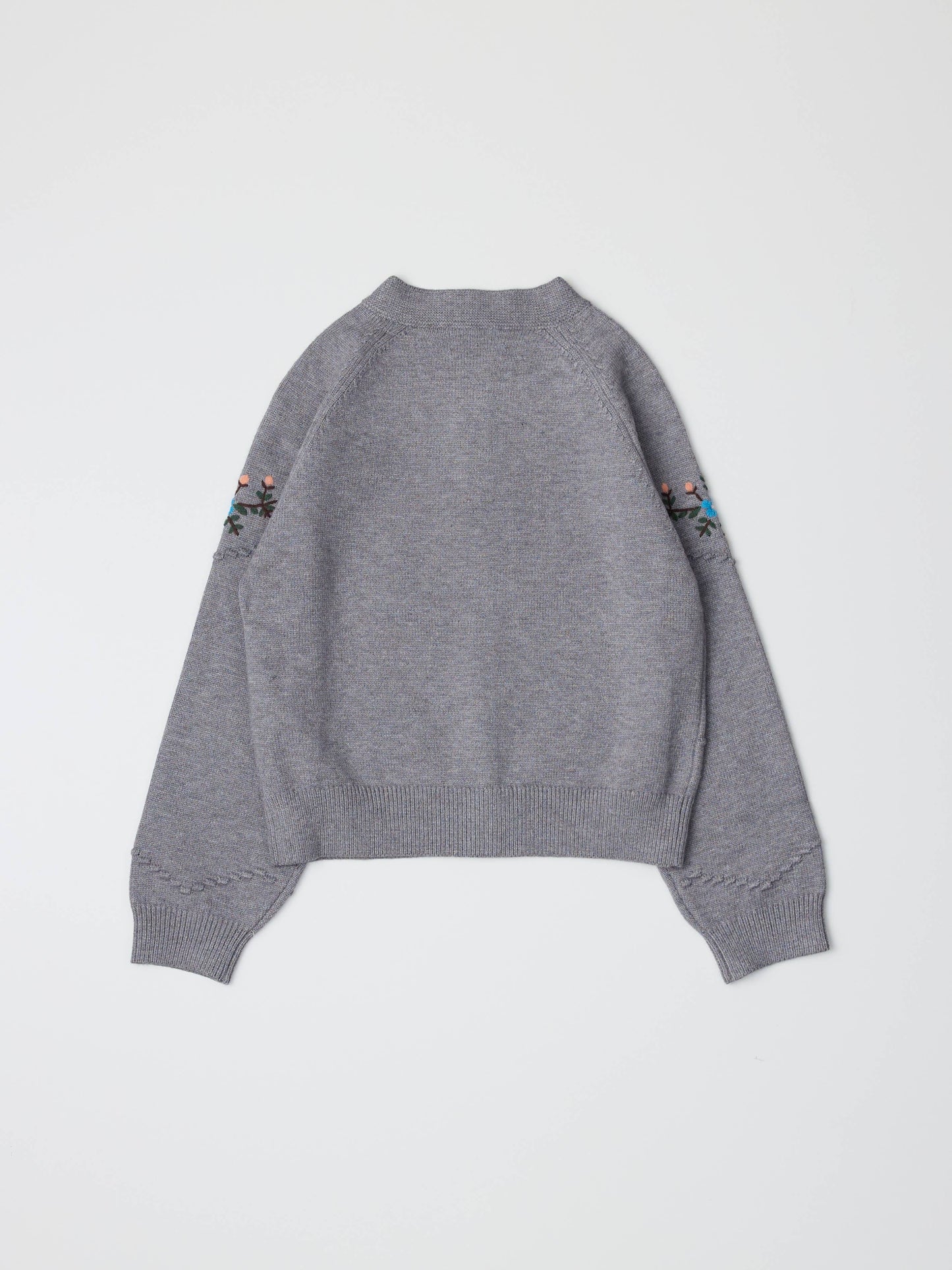 Heather Gray Floral Embroidered Cardigan