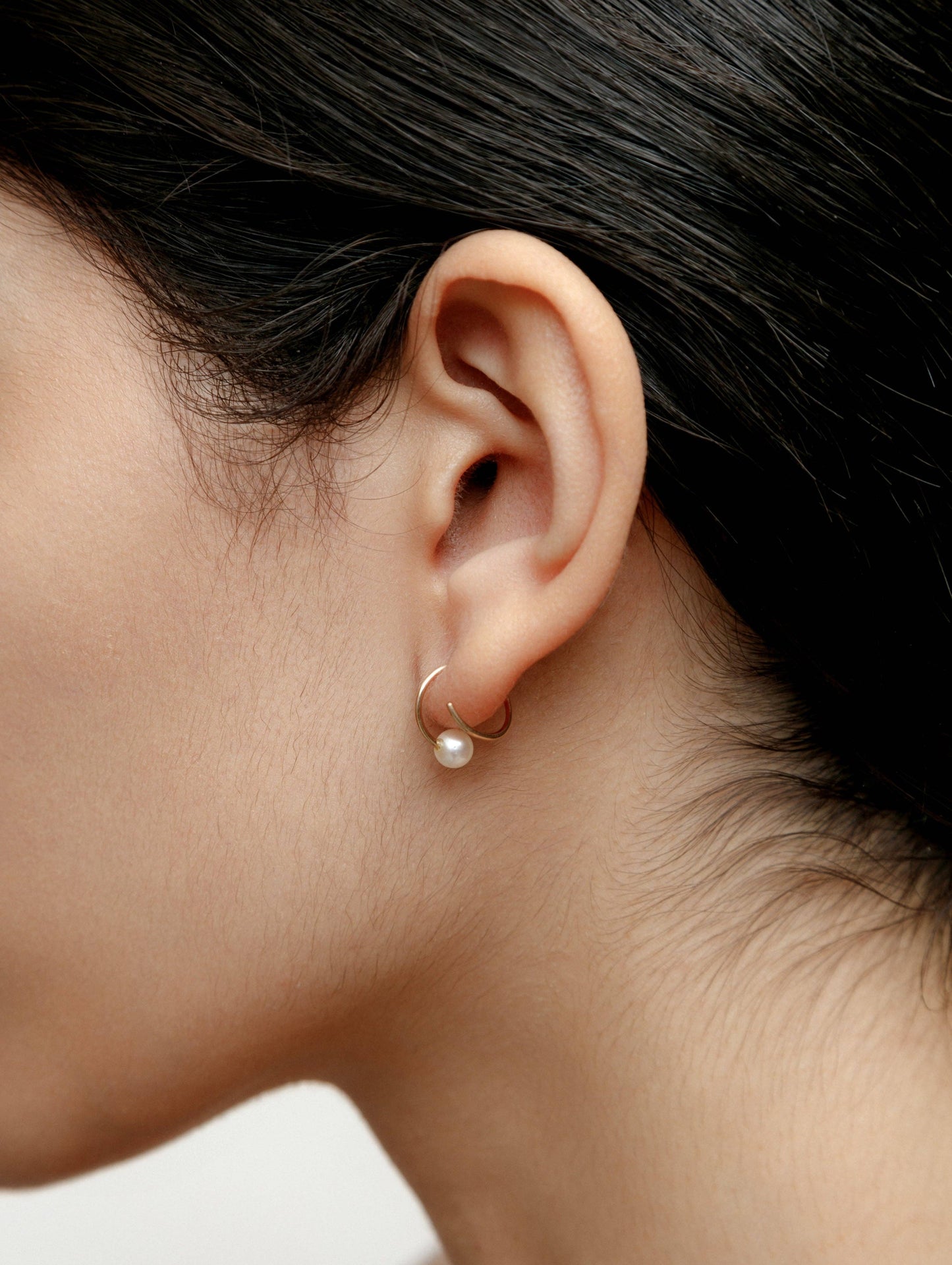 Gold Filled Spiral Freshwater Pearl Earrings