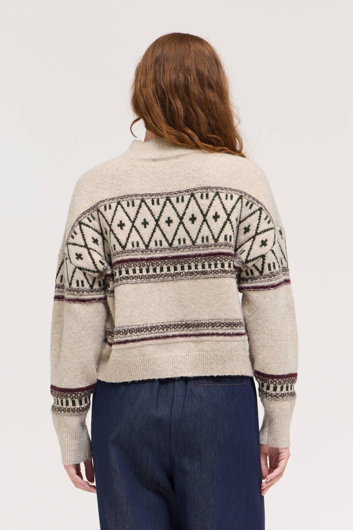 Oatmeal Patterned Zip-Up Sweater Jacket