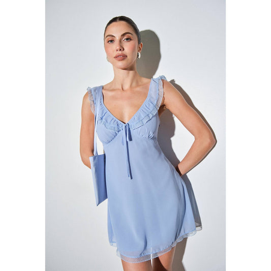 Light Blue Chiffon Slip Mini Dress