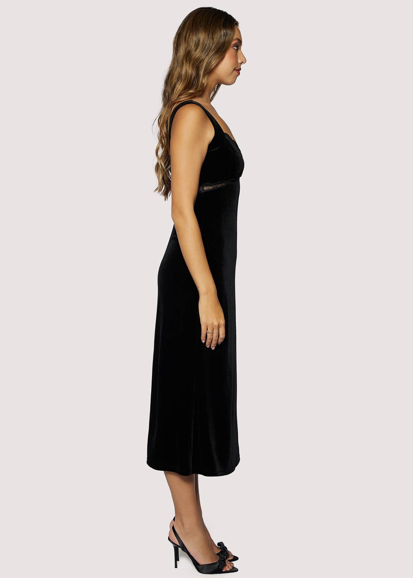 Black Velvet Lace Maxi Dress