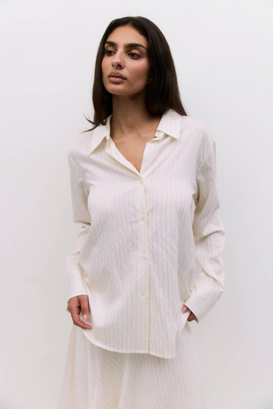Ivory Pinstripe Button Up Shirt