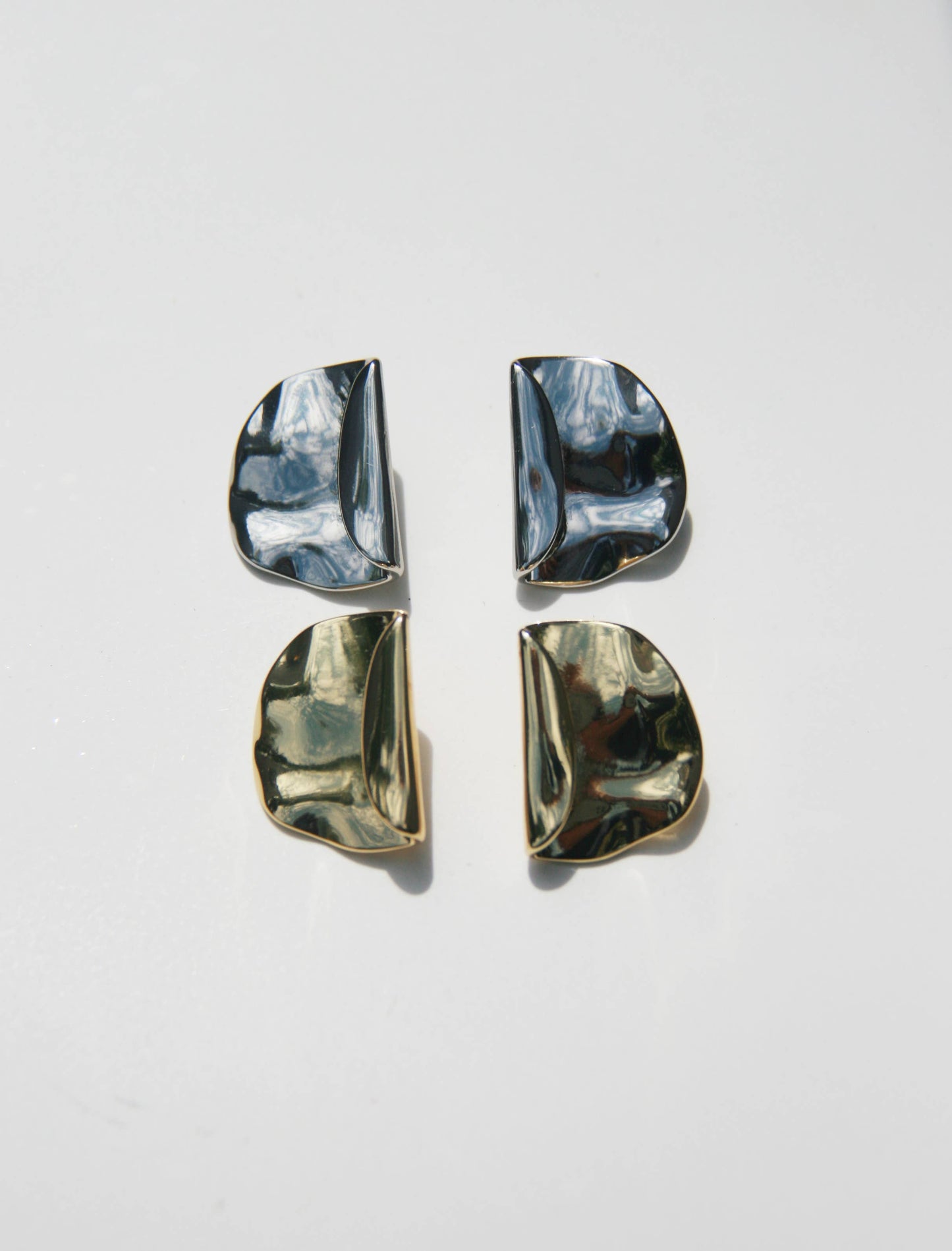 Folded Metal Statement Stud Earrings