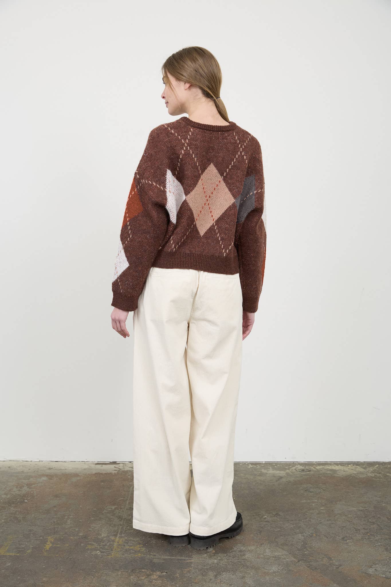 Brown Argyle Crewneck Sweater