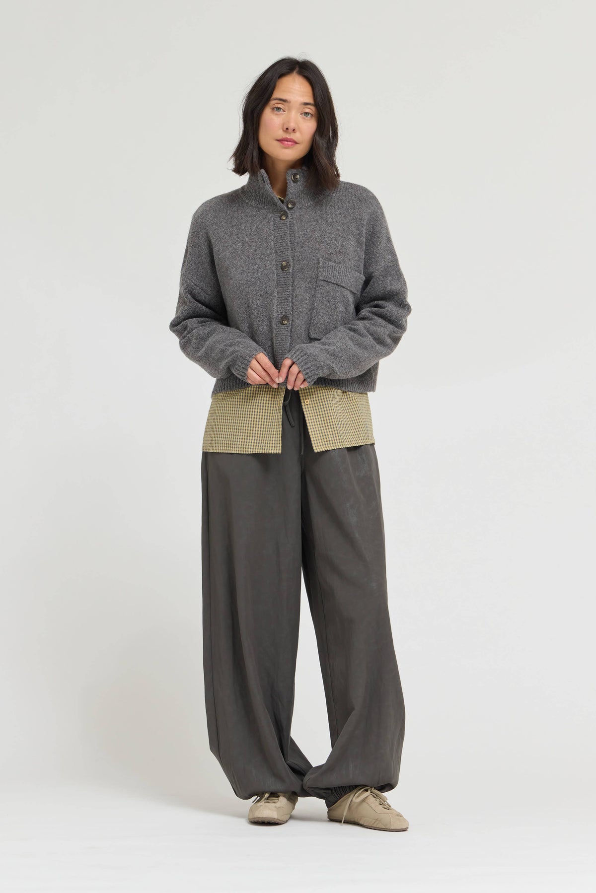 Funnel Neck Cropped Cardigan