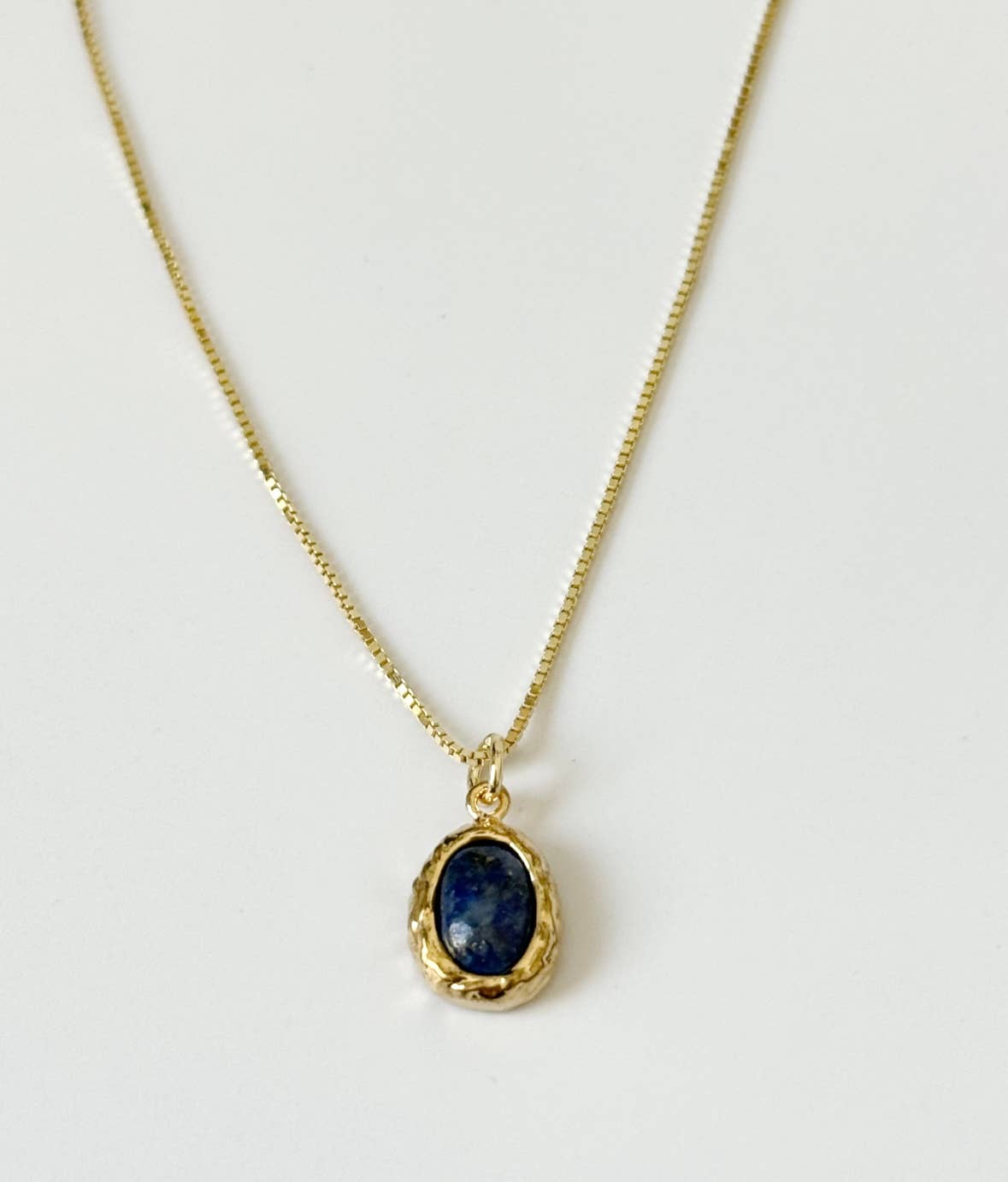 Gold Blue Stoned Necklace Pendant