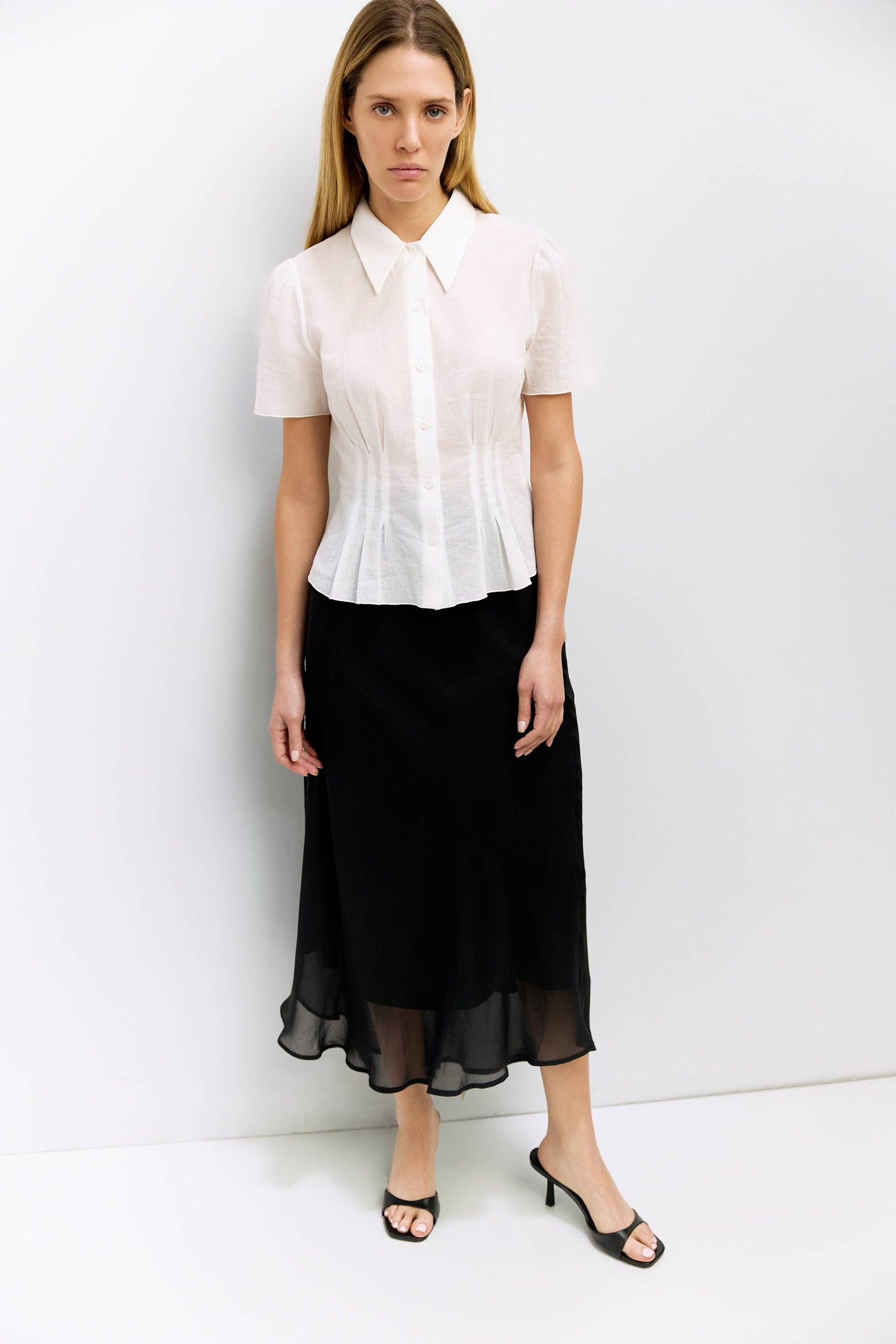 Pleated Waist Cotton Blouse