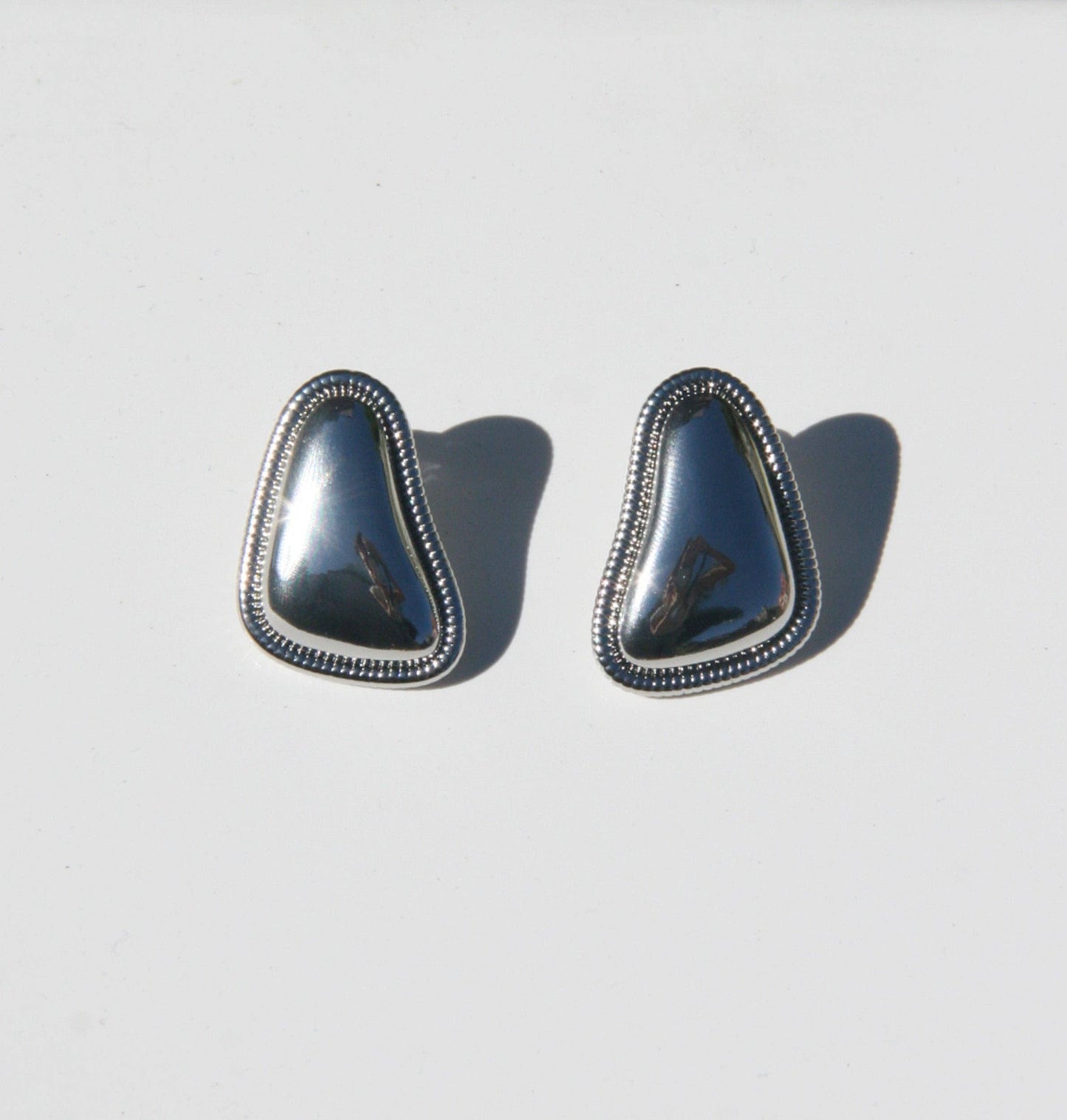 Textured Silver Statement Stud Earrings