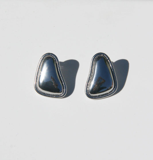 Textured Silver Statement Stud Earrings