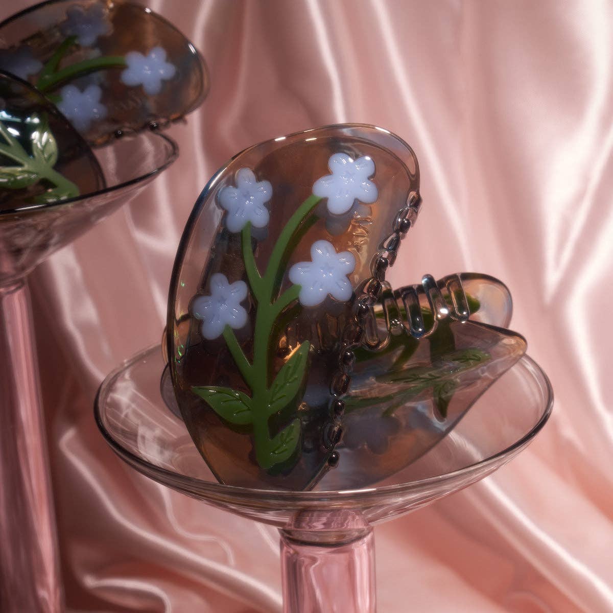 Light Blue Forget-Me-Not Flower Acetate Hair Claw