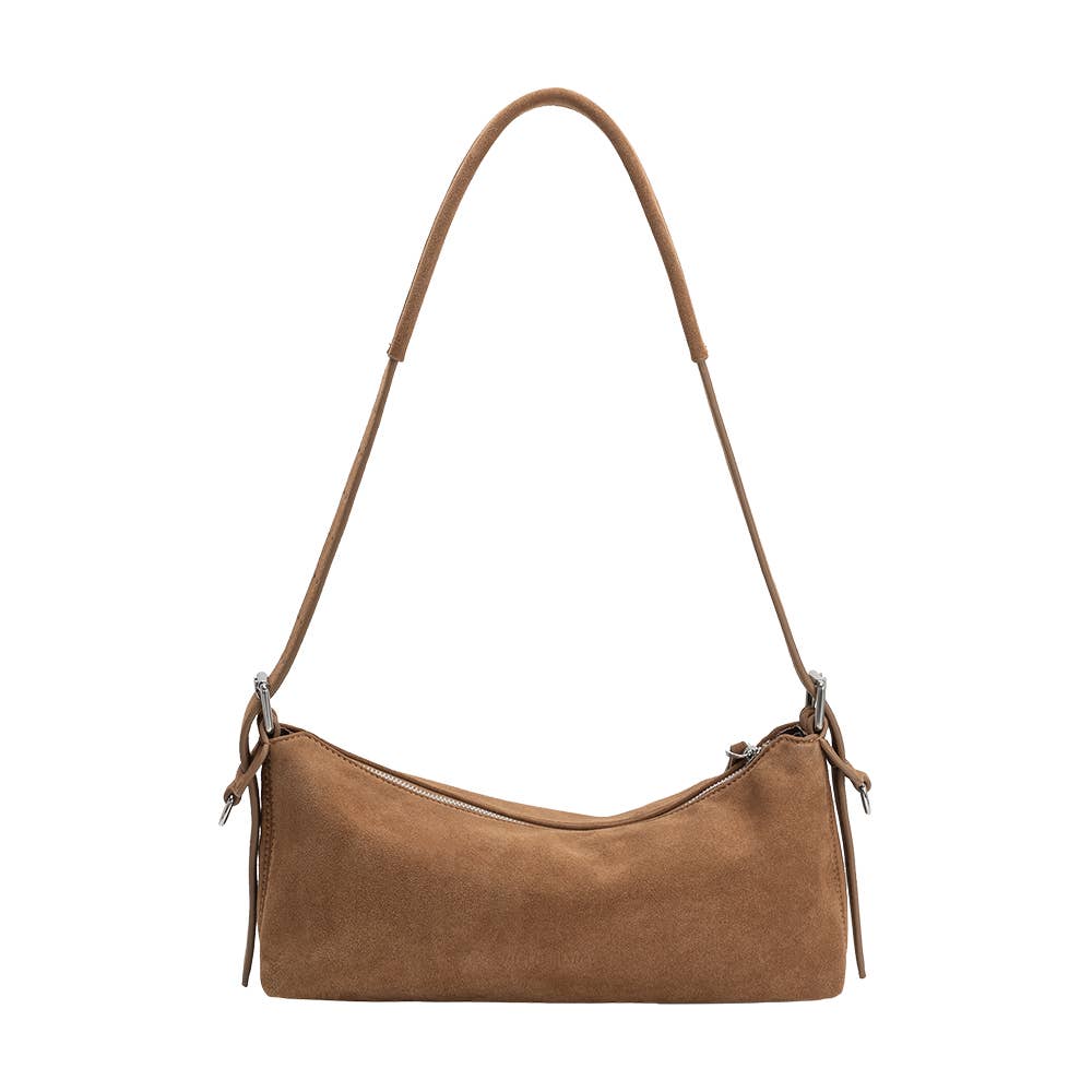 Camel Vegan Suede Valeria Shoulder Bag