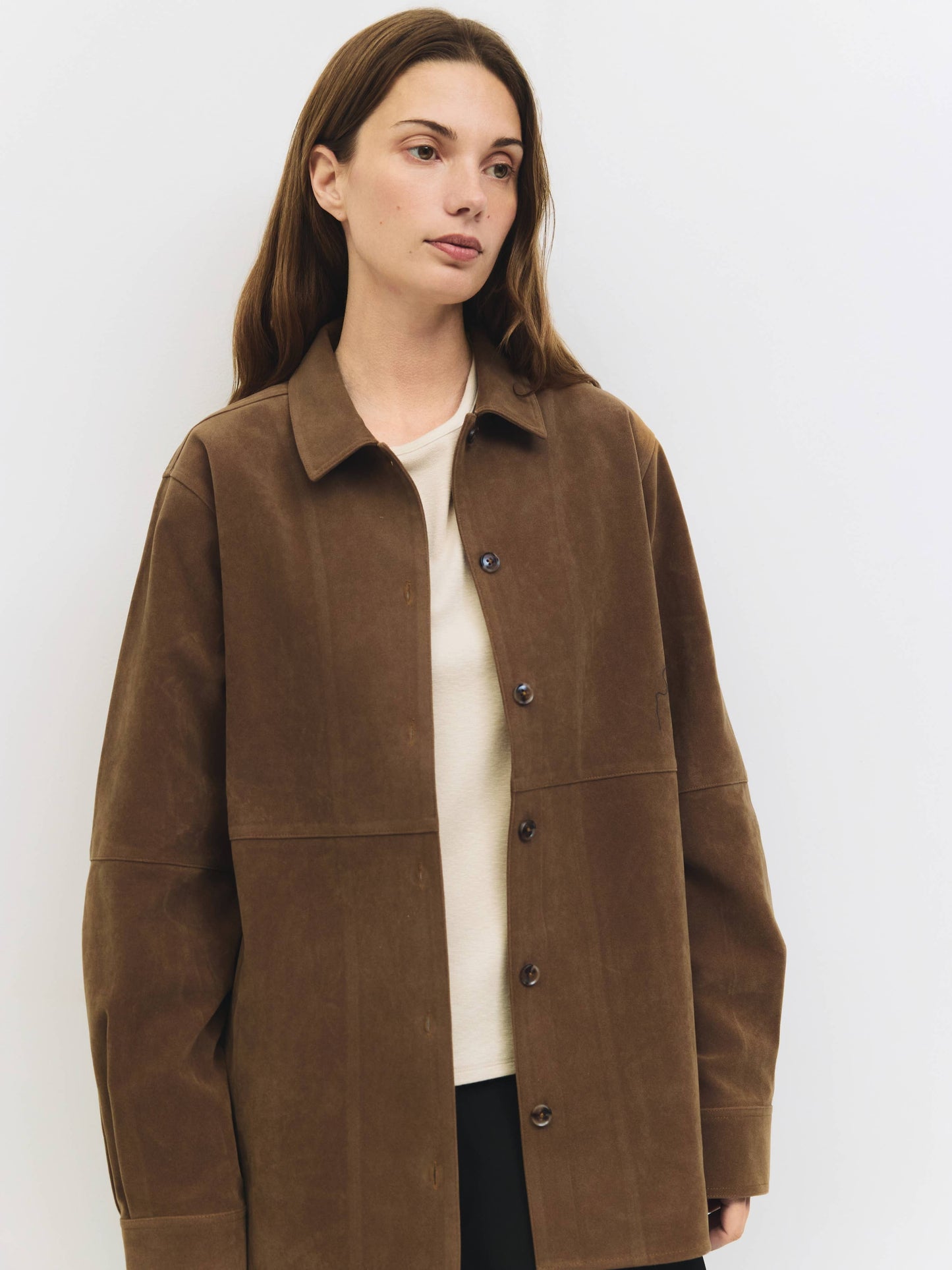 Oversized Faux Suede Shirt Jacket