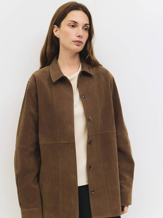Oversized Faux Suede Shirt Jacket