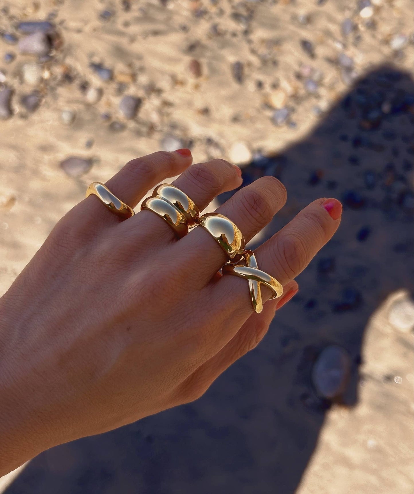 Gold Double Band Chunky Statement Ring