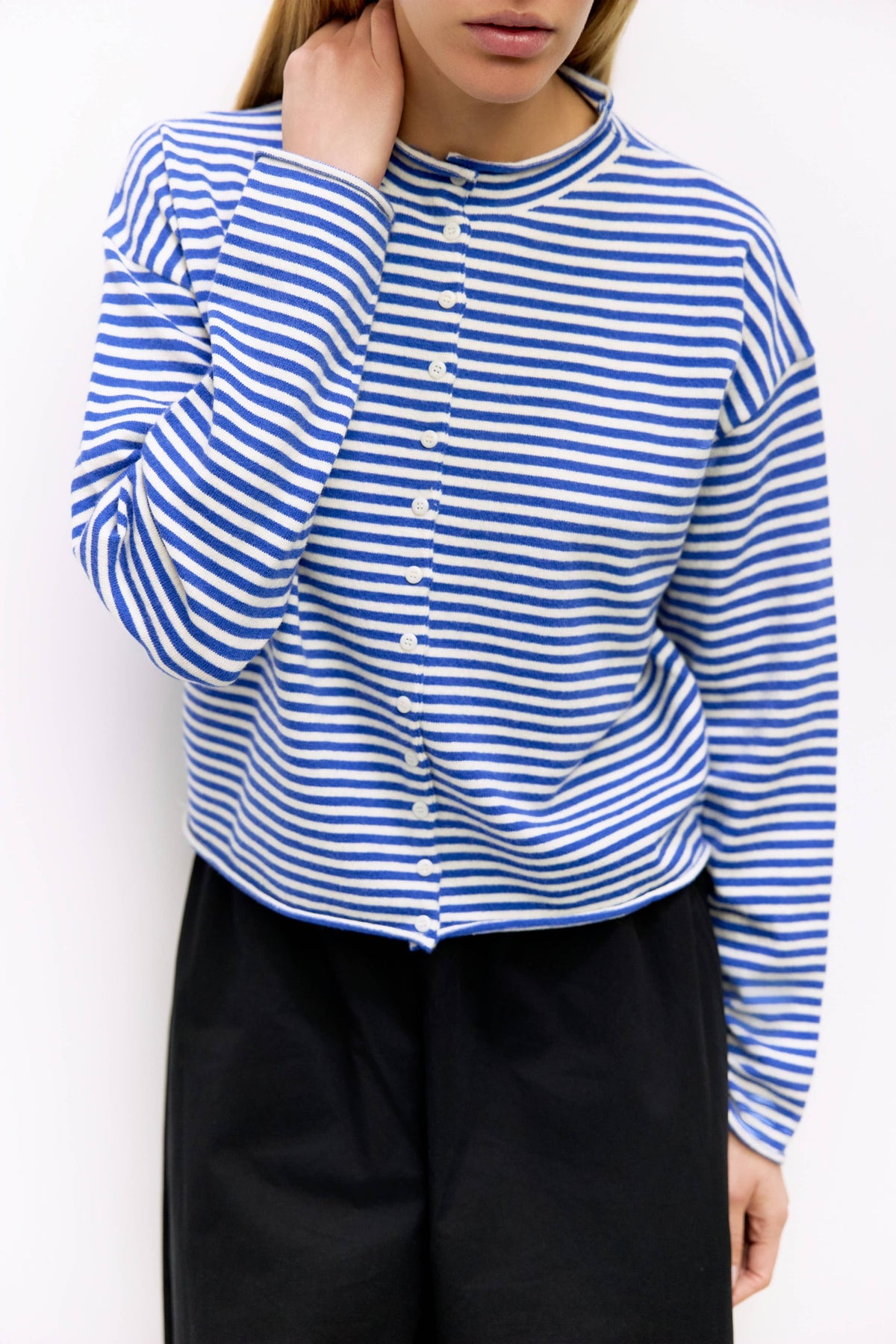 Striped Rolled Edge Cardigan