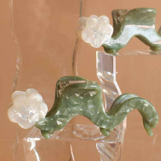 White Orange Blossom Flower Small Hair Claw