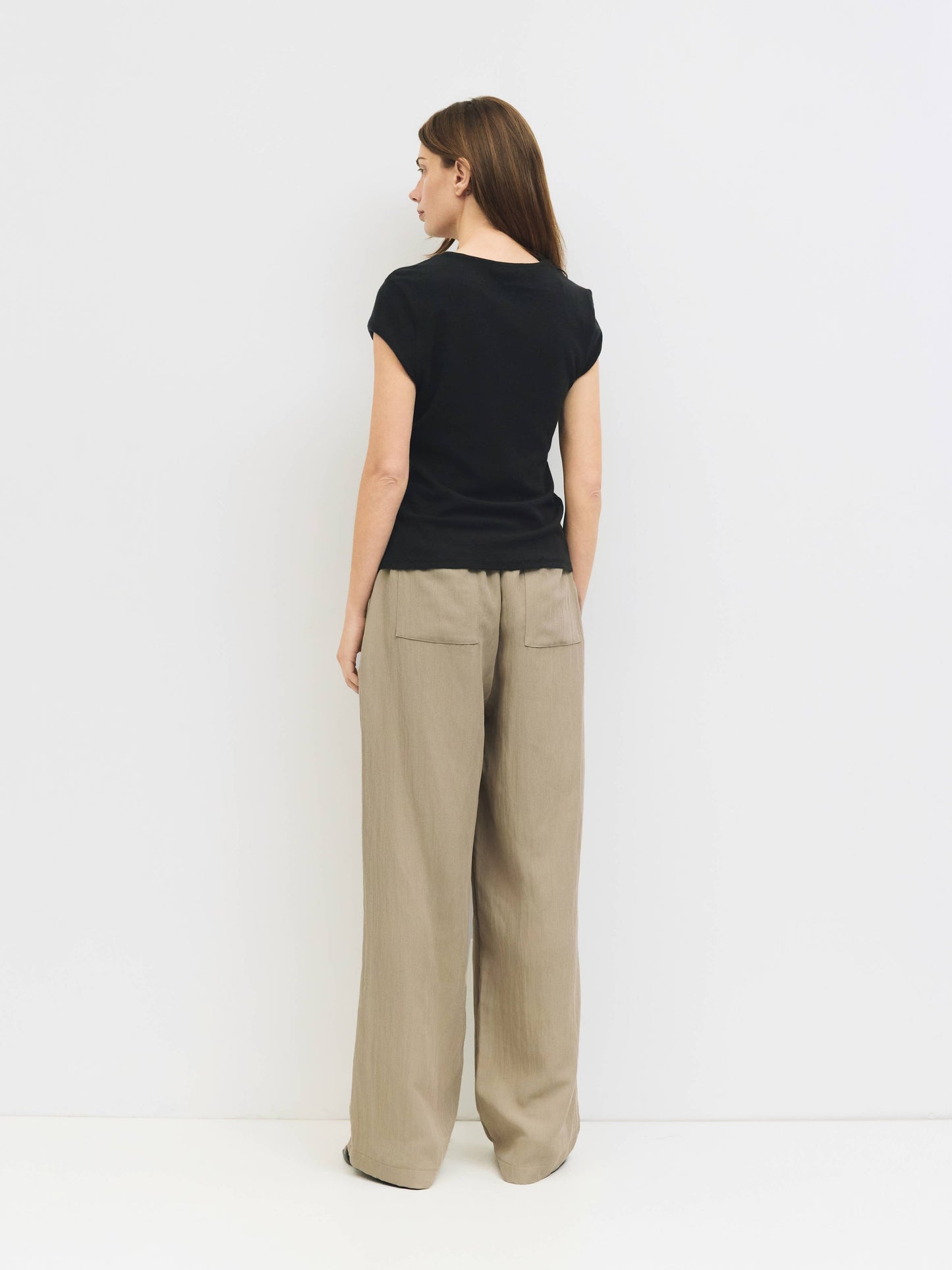 Wide Leg Crinkled Drawstring Pant