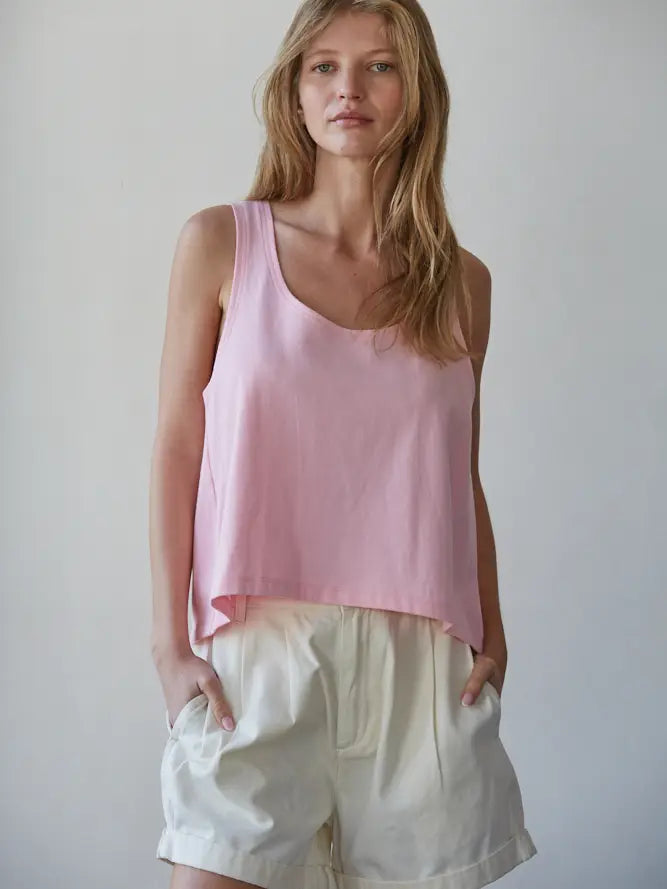Relaxed Cotton Scoop Neck Tank Top