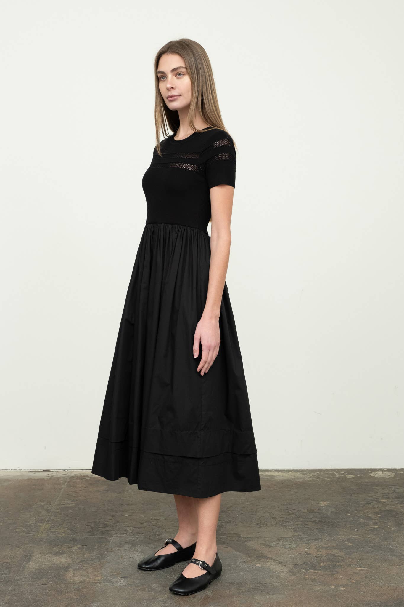 Black Sheer Mixed Media Dress