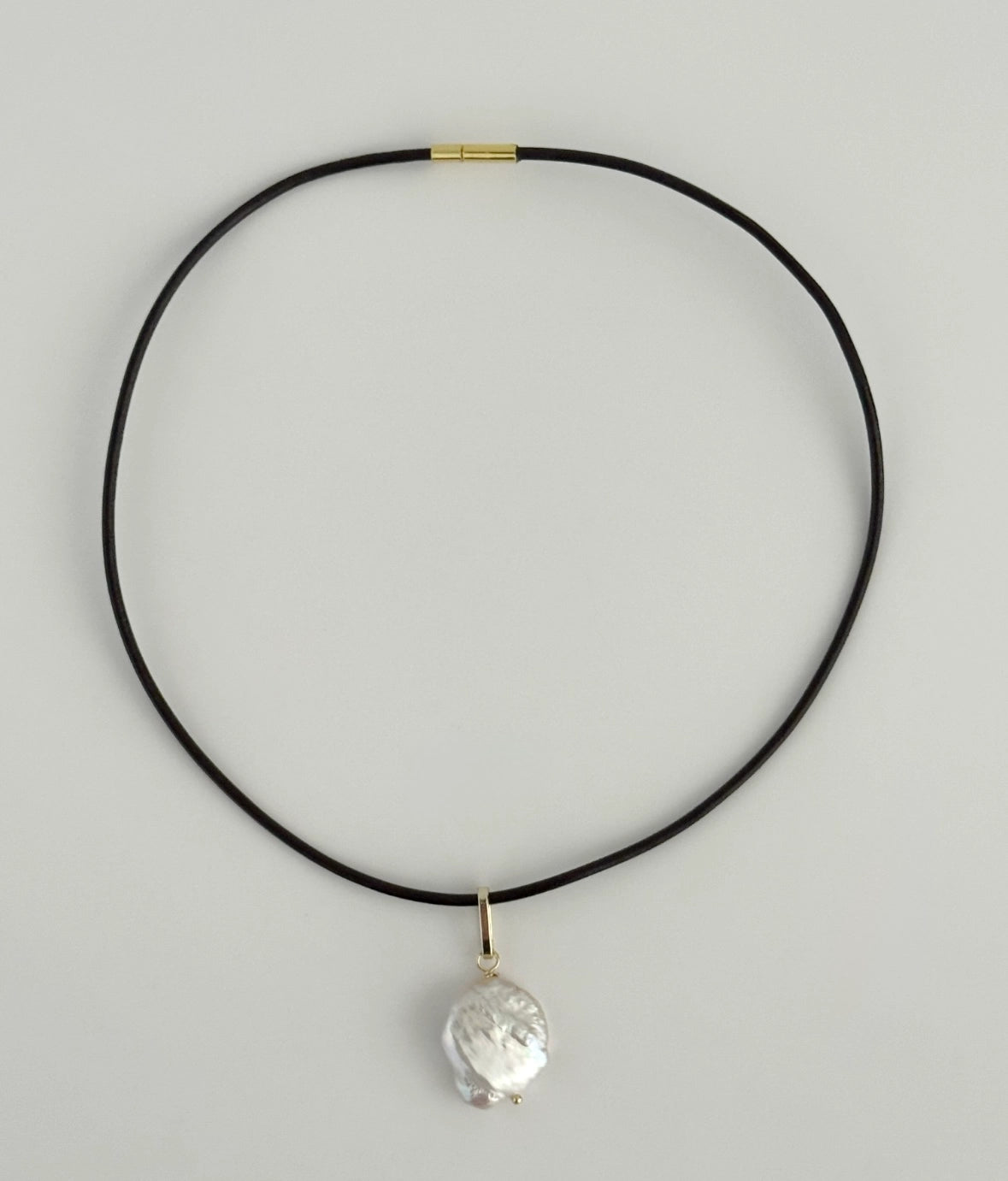Pearl Charm Leather Rope Necklace