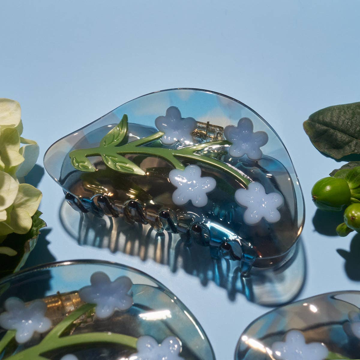 Light Blue Forget-Me-Not Flower Acetate Hair Claw