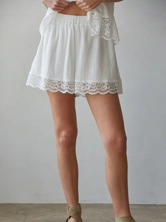 Cotton Lace Trim Shorts