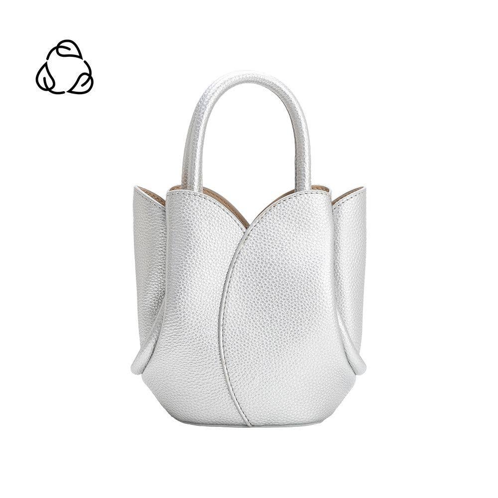 Tulip Mini Metallic Silver Top Handle Bag