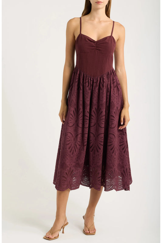 Eyelet Scallop Lace Midi Dress
