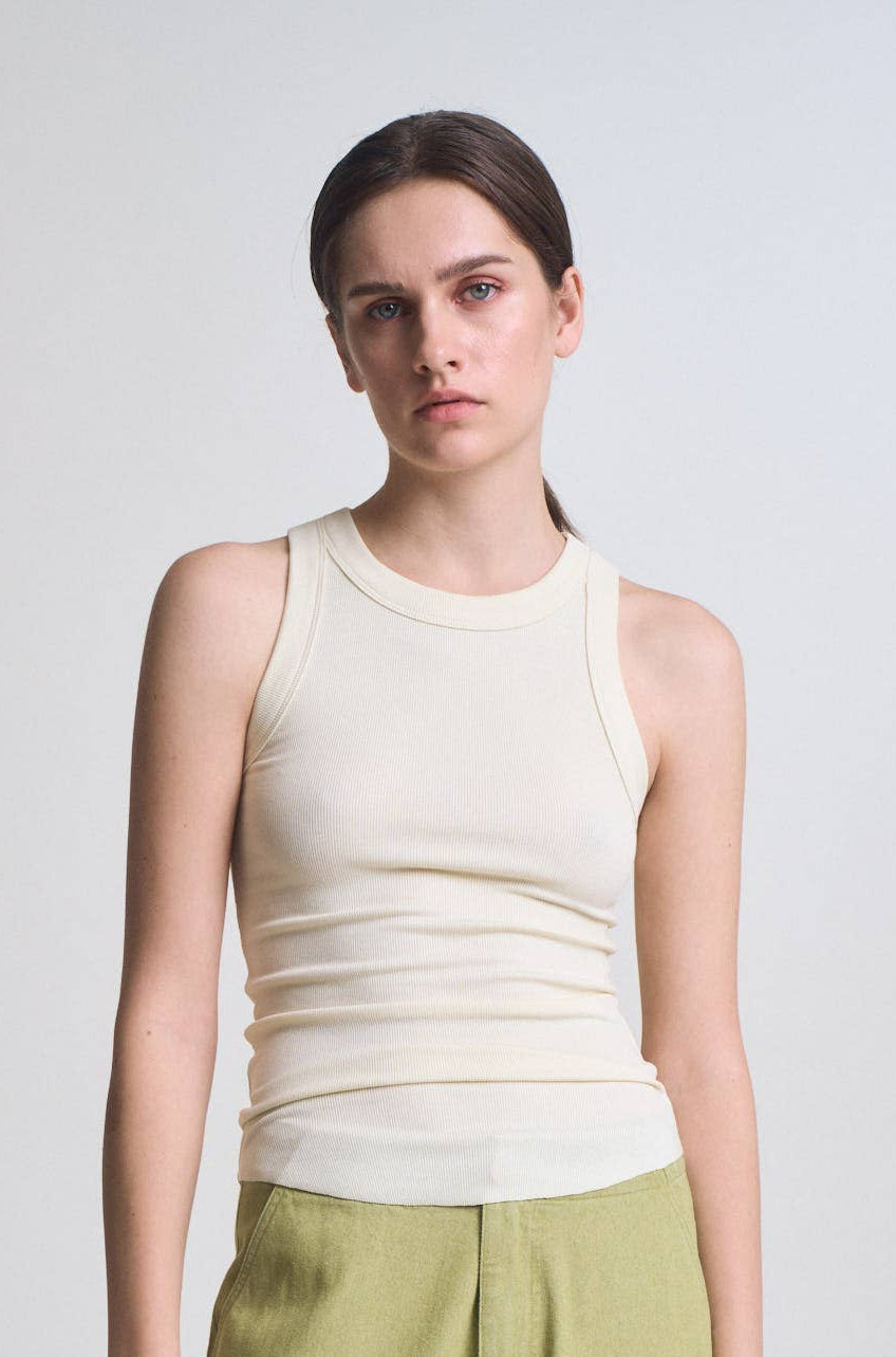 Jersey Knit Curved Hem Tank Top