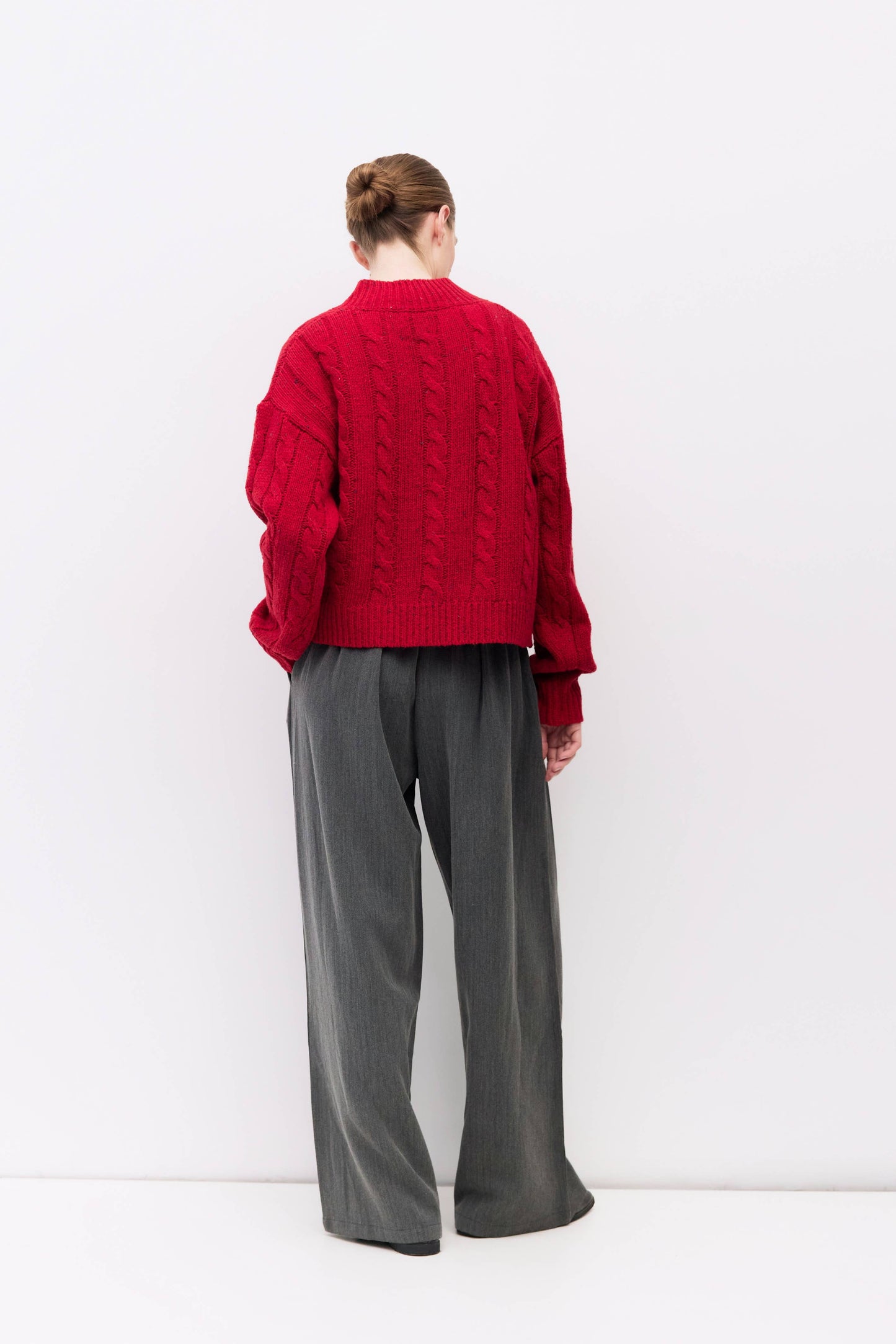 Red Confetti Cable Knit Sweater