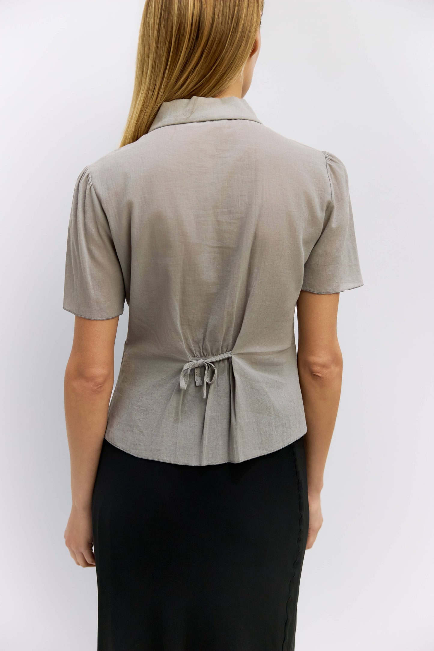 Pleated Waist Cotton Blouse