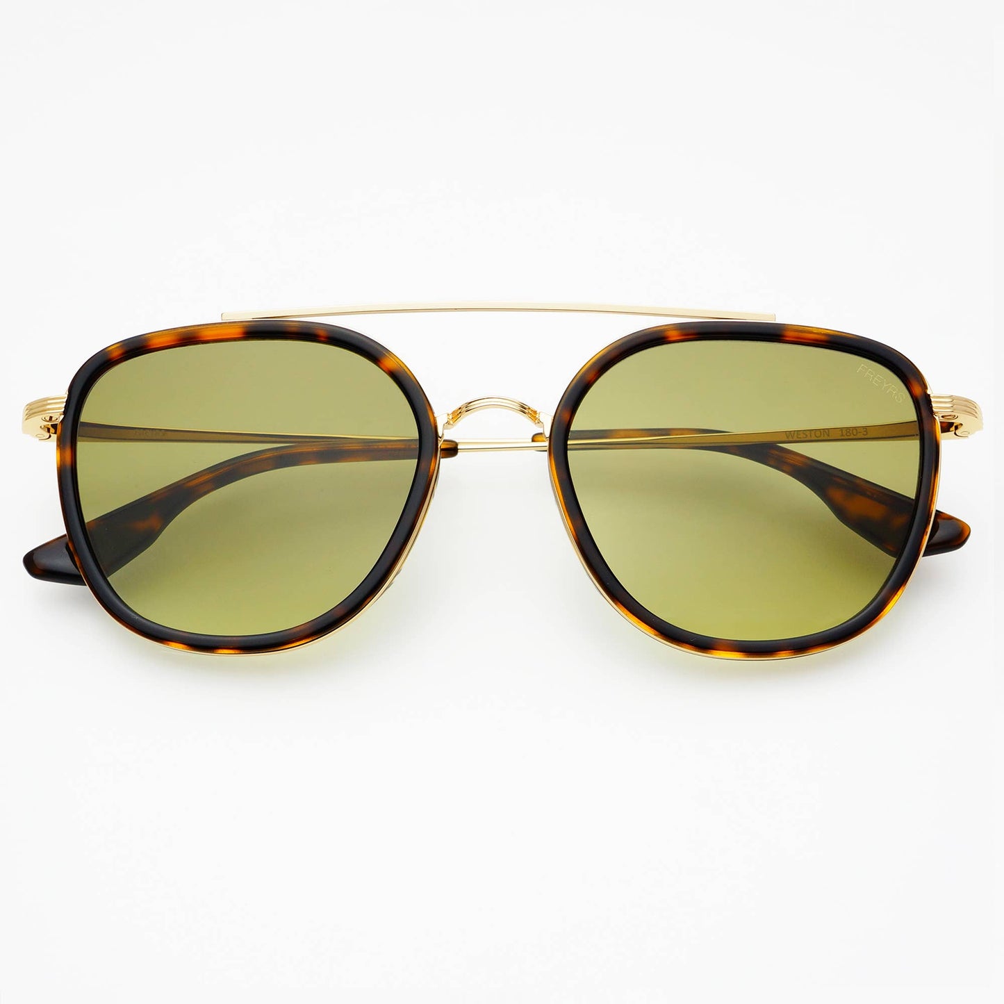Weston Tortoise Fade Green Round Sunglasses