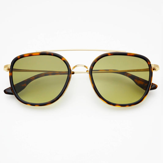 Weston Tortoise Fade Green Round Sunglasses