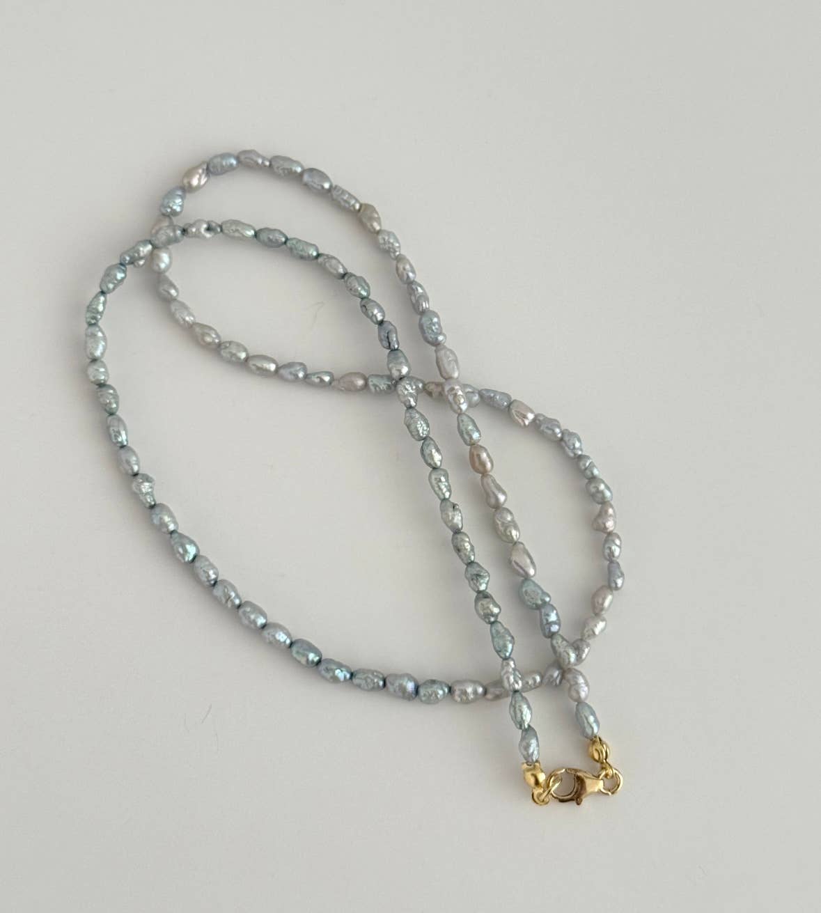 Baby Blue Rice Pearl Necklace